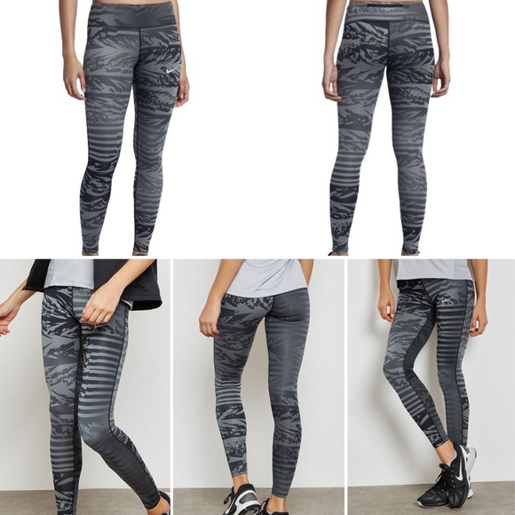 Nike Pants - Nike Medium Essential Printed Gray Running Tights